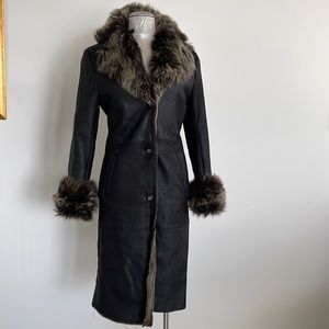 Gian Mori 100% Shearling Black/Charcoal with snow top fur fits size S/M fitted